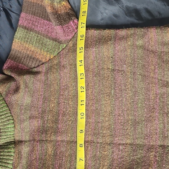 Merino wool cowl neck rainbow Italian knit vintage boho hippie sweater medium - Picture 10 of 11